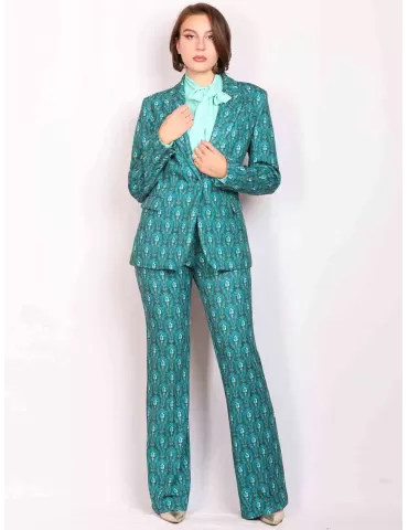 Maesta Milano Italy | Shop online green silk formal blazer jacket 2