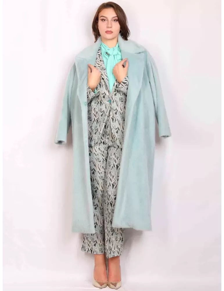 Maesta Milano light water green long hair duster coat