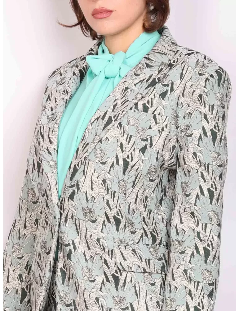 Maesta Milano Italy | Water green silk pull-on shirt with scarf