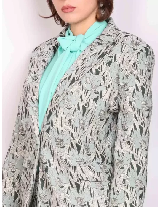 Maesta Milano online | Camicia in crepe verde acqua con sciarpetta