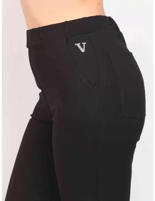 Black thick jersey cargo ankle trousers by Volpato