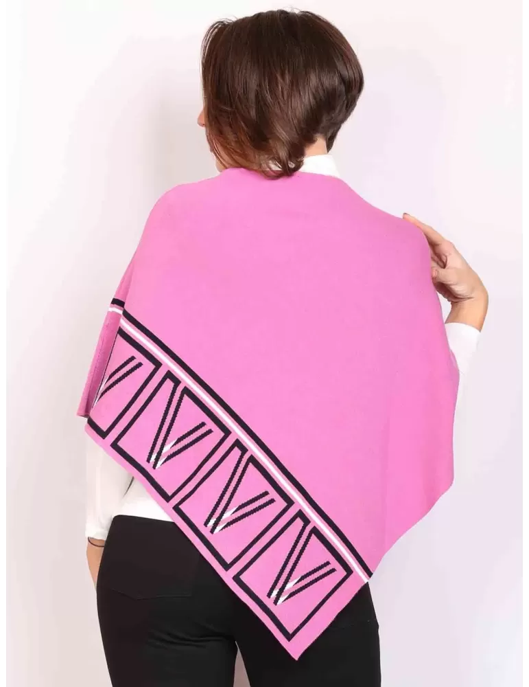 Fuchsia thick viscose poncho cape by Volpato Italia knitwear