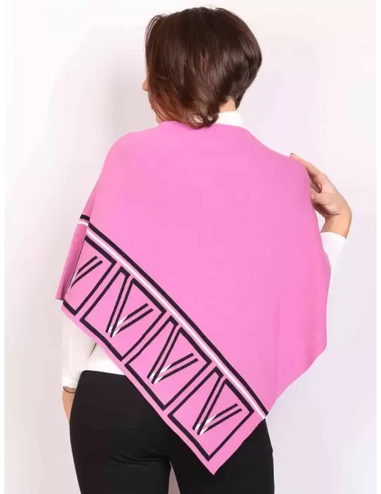Fuchsia thick viscose poncho cape by Volpato Italia knitwear
