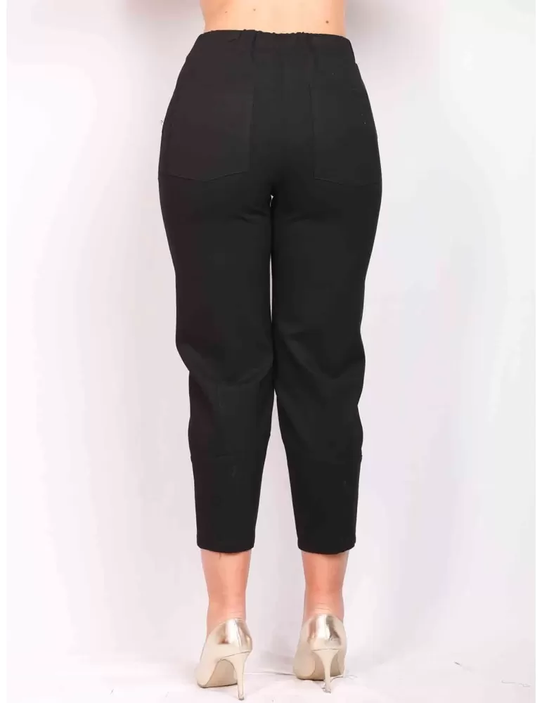 Plus size black jersey cargo trousers | Buy Volpato Italian clothing