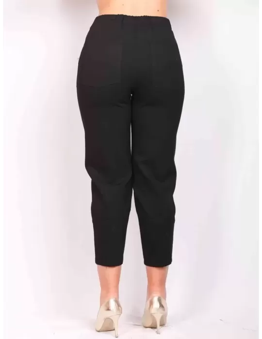 Plus size black jersey cargo trousers | Buy Volpato Italian clothing