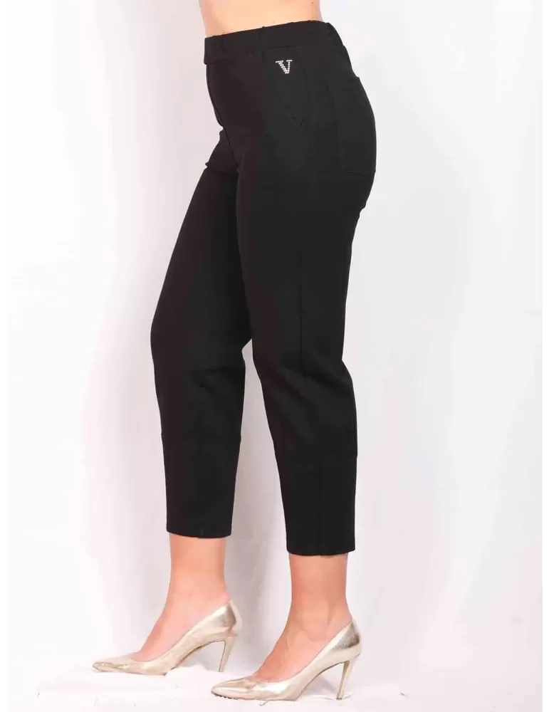 Plus size black jersey cargo trousers | Buy Volpato Italian clothing