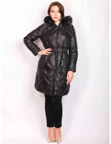 Pregio Couture black reversible long down hooded coat 2