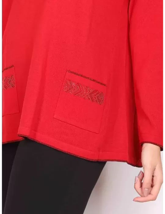 Francesca Mercuriali online | Maglia rossa pura lana con strass