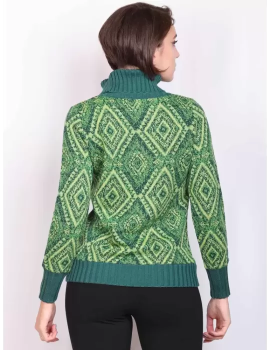 Francesca Mercuriali Italy | Thick green wool turtleneck sweater