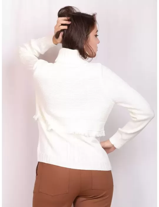 Francesca Mercuriali | Maglione dolcevita bianco pura lana con trecce