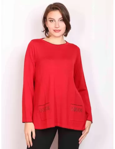 Francesca Mercuriali red wool A shape sweater rhinestones