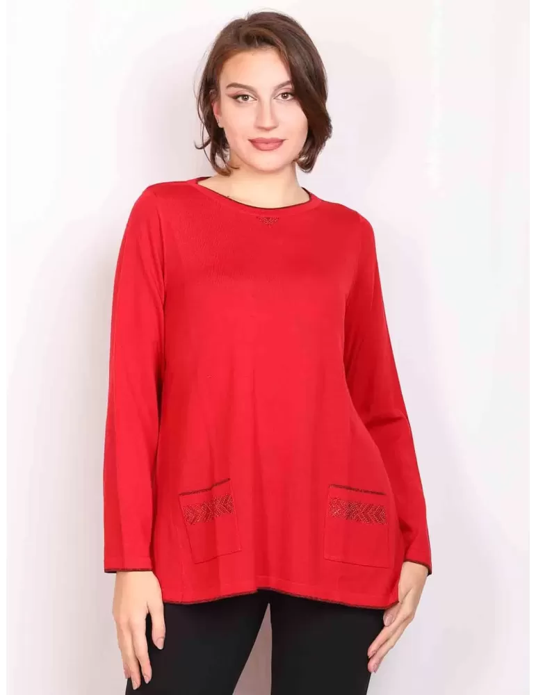 Francesca Mercuriali Italian knitwear | Red all wool A shape sweater Francesca Mercuriali Italian knitwear | Red all wool A shape sweater