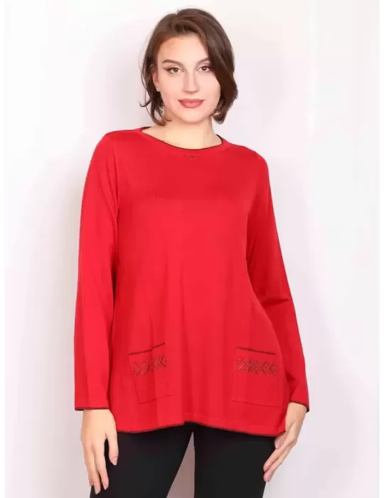 Francesca Mercuriali Italian knitwear | Red all wool A shape sweater Francesca Mercuriali Italian knitwear | Red all wool A shape sweater