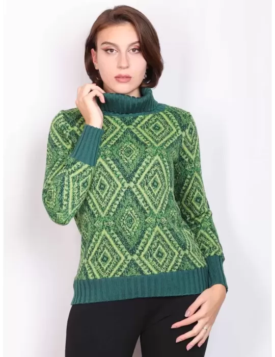 Francesca Mercuriali Italy | Thick green wool turtleneck sweater Francesca Mercuriali Italy | Thick green wool turtleneck sweater
