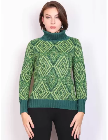 Francesca Mercuriali thick green wool turtleneck sweater 2