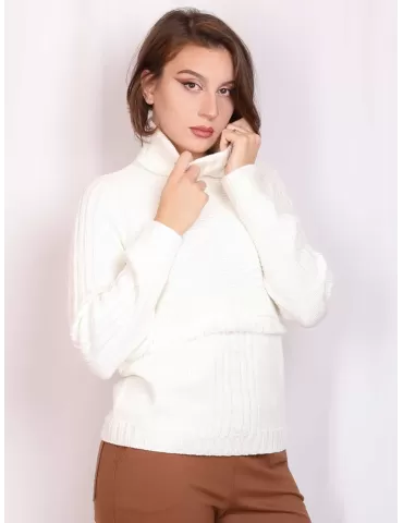 Francesca Mercuriali Italy | White merino wool turtleneck sweater 2