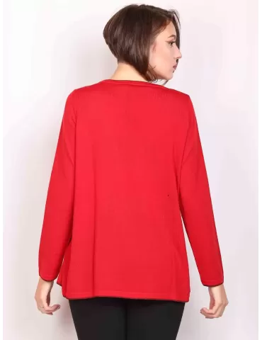 Francesca Mercuriali red wool A shape sweater rhinestones 2