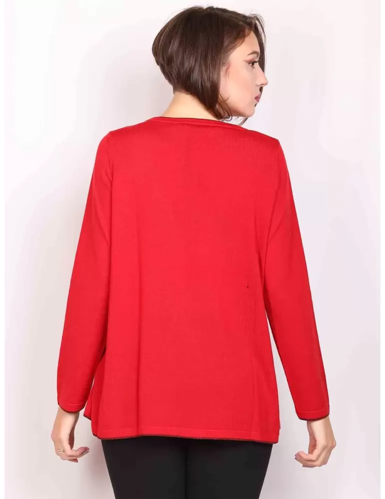 Francesca Mercuriali red wool A shape sweater rhinestones