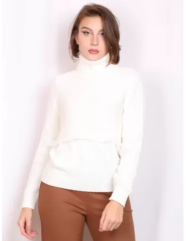 Francesca Mercuriali white merino wool turtleneck sweater