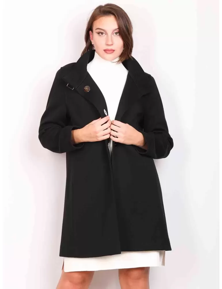 Aldo Colombo black knitted wool classic coat long jacket