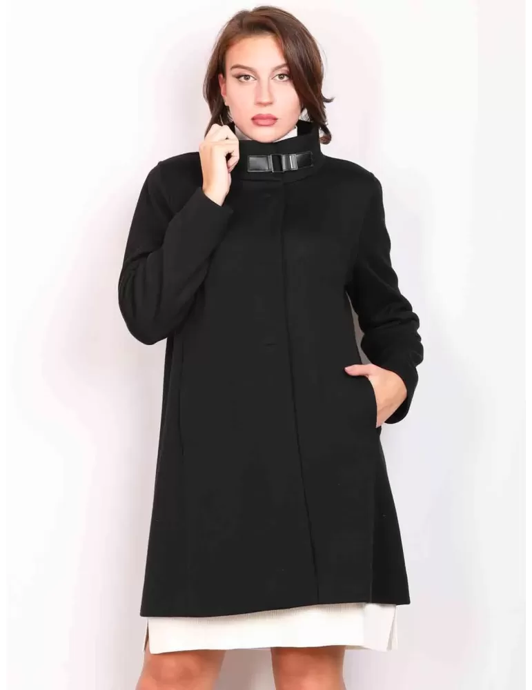Aldo Colombo black knitted wool classic coat long jacket Aldo Colombo black knitted wool classic coat long jacket