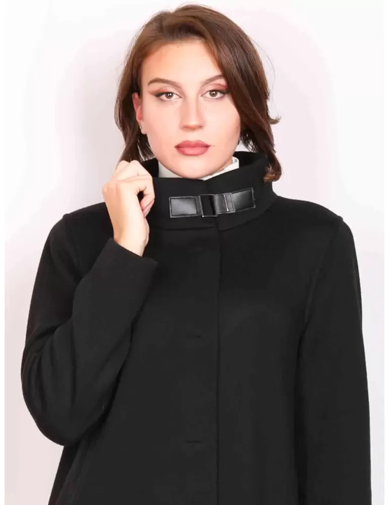 Aldo Colombo black knitted wool classic coat long jacket