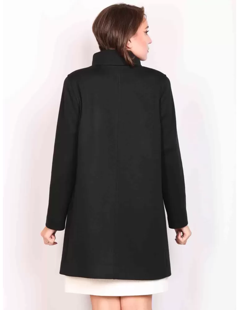 Aldo Colombo black knitted wool classic coat long jacket