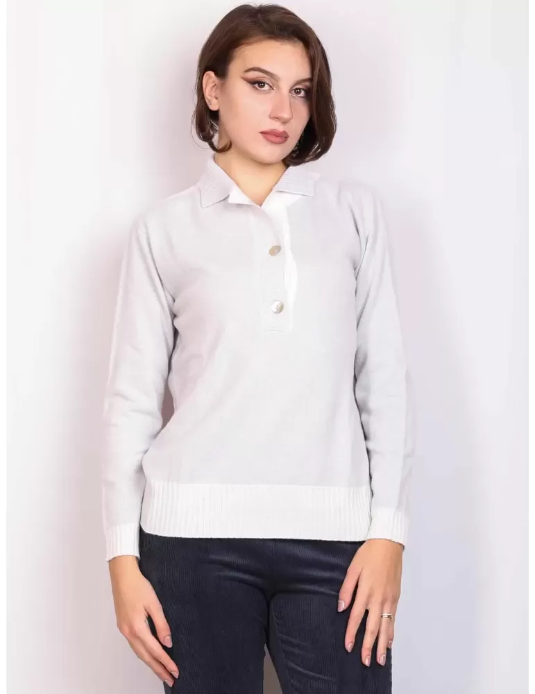 Riva Tricot Maglificio di Nibionno | Maglia polo cashmere grigio perla Riva Tricot Maglificio di Nibionno | Maglia polo cashmere grigio perla