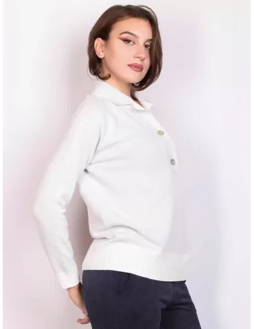 Shop online Italian knitwear | Grey polo neck cashmere silk sweater 2