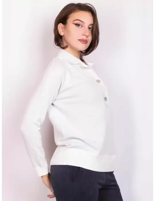 Shop online Italian knitwear | Grey polo neck cashmere silk sweater