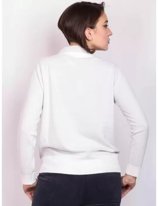 Shop online Italian knitwear | Grey polo neck cashmere silk sweater