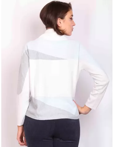 Pearl grey three colors cashmere wool turtleneck sweater 2