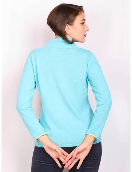 Frida Madè Italy | Luxury wools tuquoise and green turtleneck sweater
