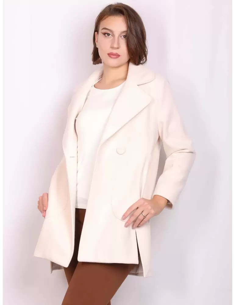 Volpato Italy plus size milky white double breast wool coat