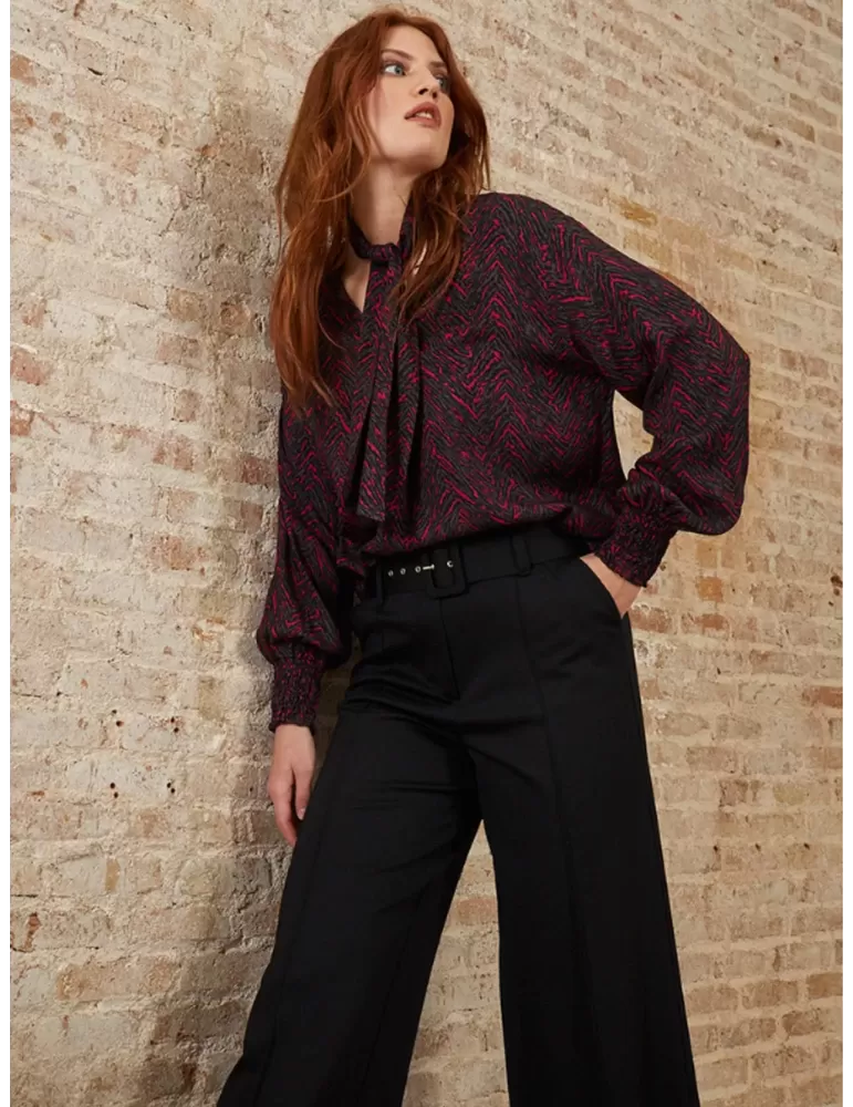 Thick jersey bi-stretch black palazzo trousers by Paz Torras Thick jersey bi-stretch black palazzo trousers by Paz Torras