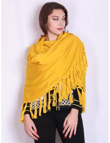 Yellow merino wool maxi...