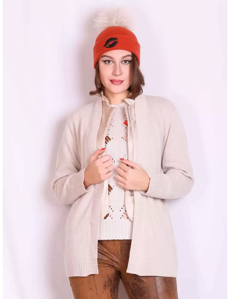 Giacca lunga beige misto cashmere collo nylon Riva Tricot fino alla 56 Giacca lunga beige misto cashmere collo nylon Riva Tricot fino alla 56