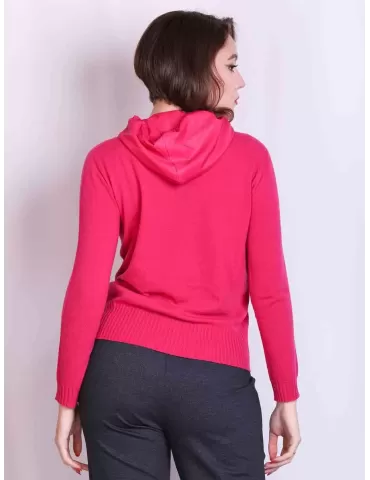 Finest Renoir cashmere wool oil green and fuchsia round collar sweater 2