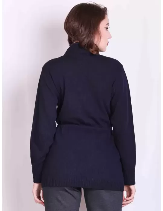 Giacca lunga blu misto cashmere collo nylon Riva Tricot fino alla 56