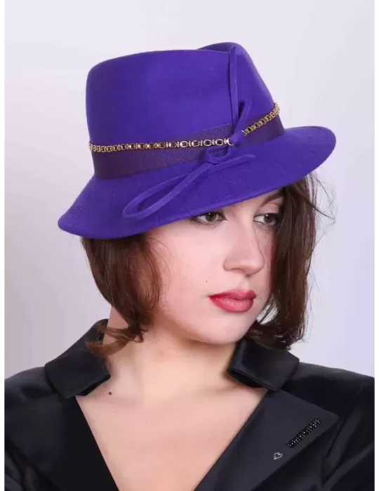 Cappelli Complit | Panama viola fedora borsalino asimmetrico in feltro Cappelli Complit | Panama viola fedora borsalino asimmetrico in feltro