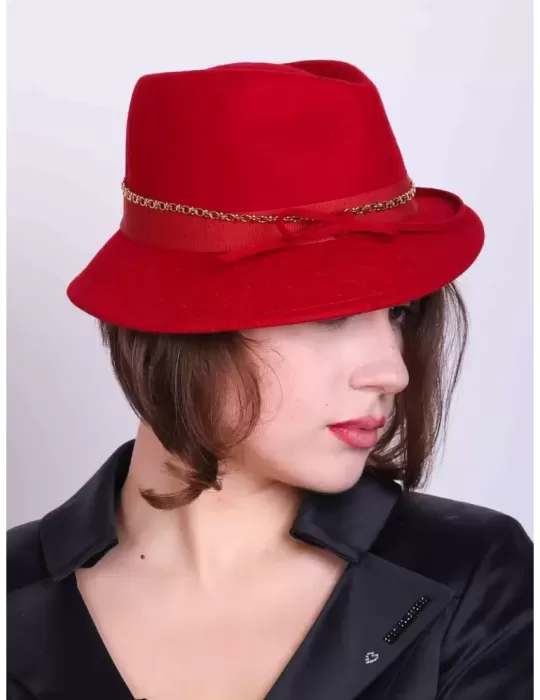 Compit Italian Winter Hats | Red wool panama fedora Jazz hat croco brim Compit Italian Winter Hats | Red wool panama fedora Jazz hat croco brim