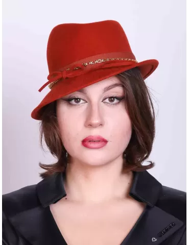 Compit Italian Winter Hats | Orange wool panama fedora Jazz hat 2