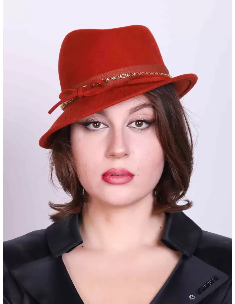 Compit Italian Winter Hats | Orange wool panama fedora Jazz hat