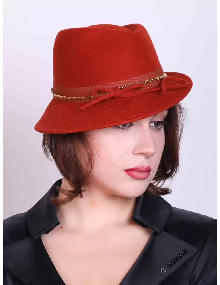 Compit Italian Winter Hats | Orange wool panama fedora Jazz hat Compit Italian Winter Hats | Orange wool panama fedora Jazz hat