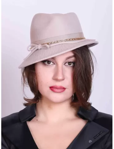 Compit Italian Winter Hats | Beige wool panama fedora Jazz hat 2