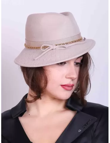 Cappelli Complit | Panama beige fedora borsalino asimmetrico in feltro