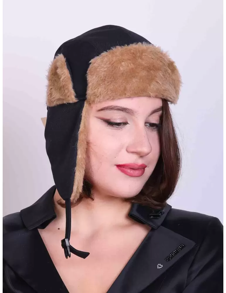Cappelli donna Complit | Cappello aviatore blu con pelliccia beige Cappelli donna Complit | Cappello aviatore blu con pelliccia beige