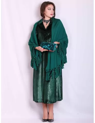 Maesta Milano dark green lurex velvet midi formal dress 2