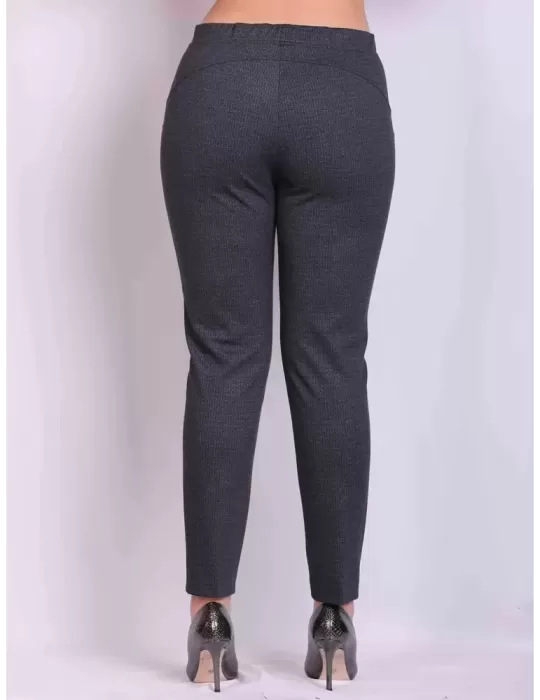 Blue and grey pattern push up high waist cigarette trousers