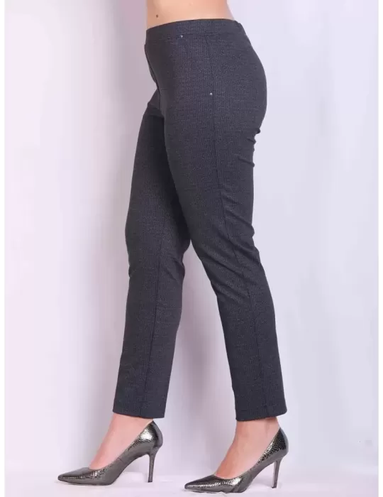 Blue and grey pattern push up high waist cigarette trousers